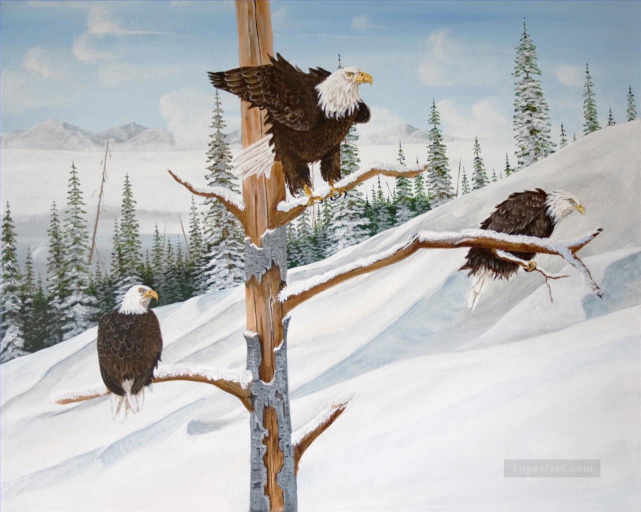 Adler im Winter Vögel Ölgemälde